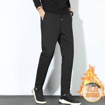 HAREIS TOMIER mens down pants winter plus velvet thickening loose straight casual pants men 2023 new style
