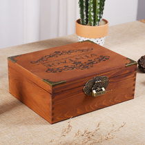 Lockable storage box storage box household desktop storage box with lock certificate miscellaneous box password box box wooden
