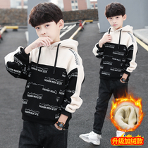 Childrens clothing boys winter clothes 2021 new middle and Big Boy foreign boy autumn and winter plus velvet padded coat tide