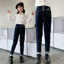 Girl Jeans Spring Autumn 2022 New Children CUHK Child Loose Foreign Air Thin and Autumn Girl 11-year-old trousers