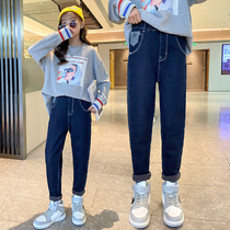 Girl Jeans Spring Autumn 2022 New Children CUHK Child Loose Foreign Air Thin and Autumn Girl 13-year-old trousers
