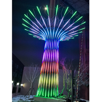 Large stainless steel tree of life sculpture with lights tree-shaped gallery creative special-shaped steel structure outdoor garden landscape