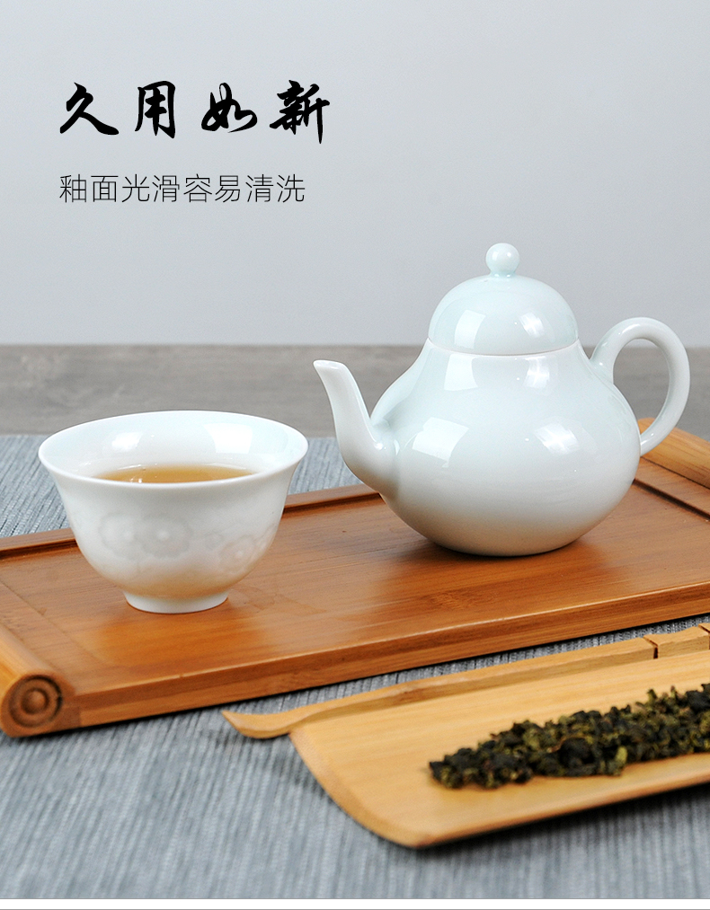 Ceramic teapot trumpet kunfu tea teapot jingdezhen porcelain tea set single pot hand antique jun DE pot of light