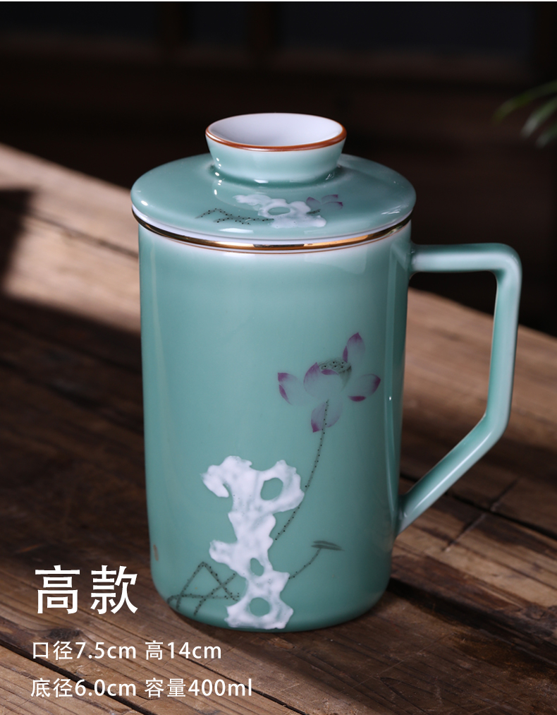 Jingdezhen ceramic keller. Male and female office tea lovers glass a glass office cup for cup with cover