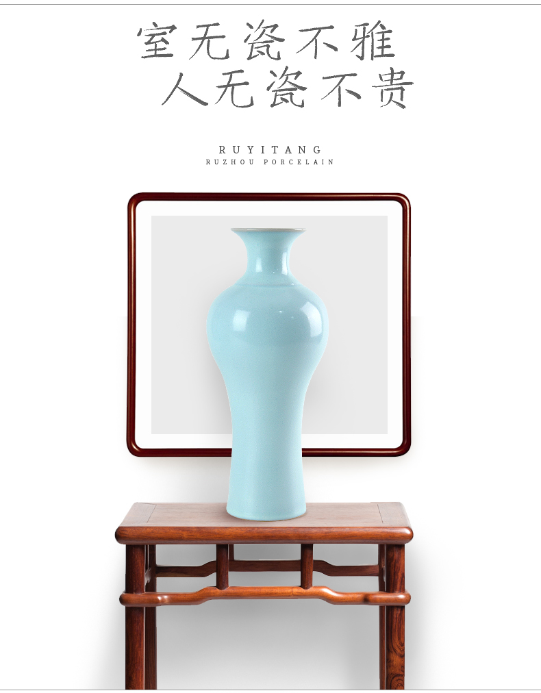 Ru Ru porcelain up vase sub contracted classic blue porcelain ceramic Chinese style household living room a study act the role ofing is tasted furnishing articles