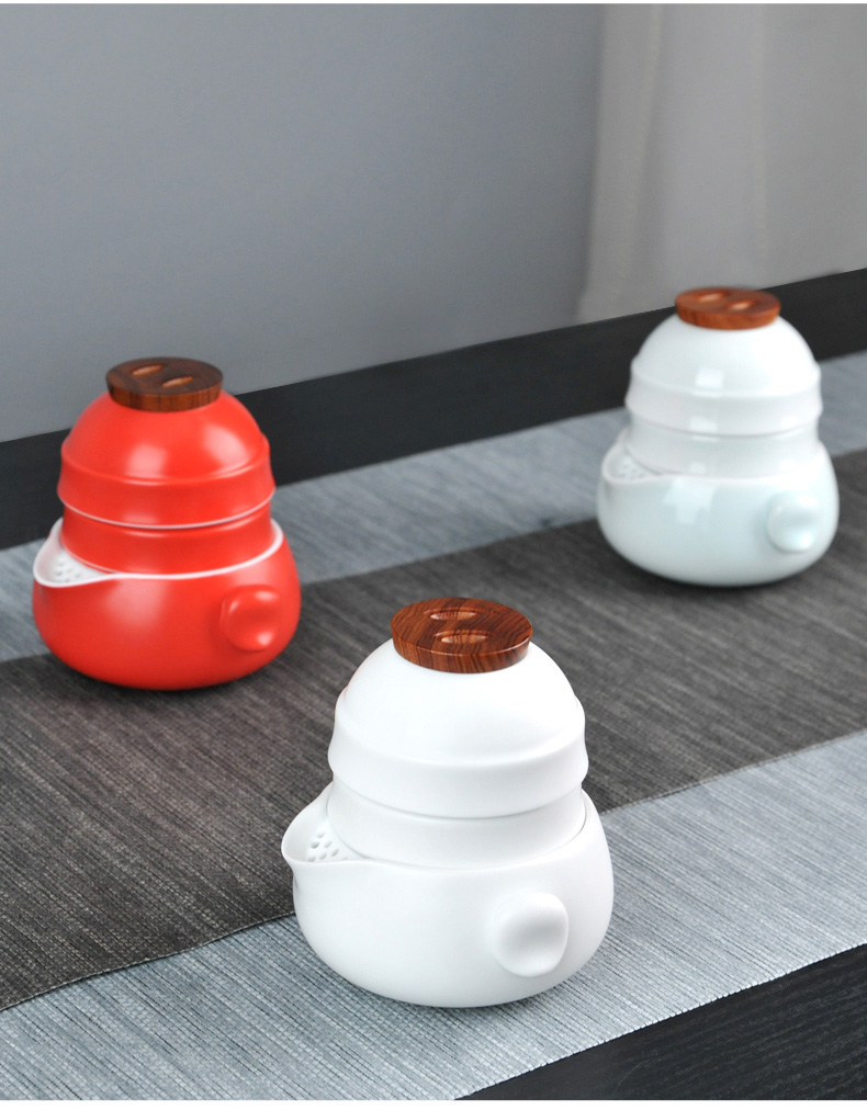 Ceramic kung fu tea set a crack cup pot two cup of simple single bag portable is suing tea cup