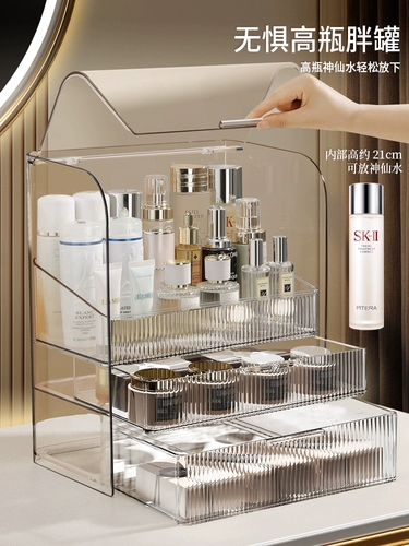 Косметическая коробка для хранения, настольный туалетный столик для ухода за кожей, прозрачная акриловая помада, изысканный стиль