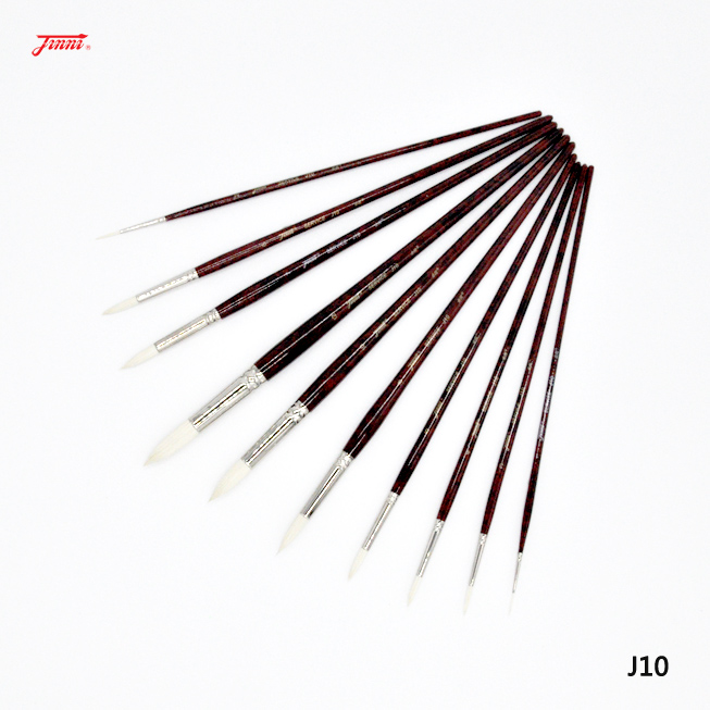 Gold Clay J-10] White Nylon Round Pointed Hook Line Professional Oil Painting Propylene Pen Gold Clay Paintbrush