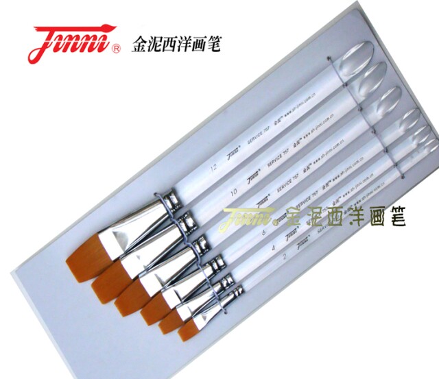 Gold Clay 757] Nylon Flat Head Water Powder Propylene Oil Paintbrush Gold Clay Paintbrush