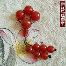 DIY аксессуары 天然南红玛瑙三通佛珠星月菩提小金刚小叶紫檀108佛珠配饰套装