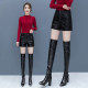 pu leather shorts for women autumn and winter outer wear 2024 summer new high-waist casual versatile slimming a-line wide-leg boot pants