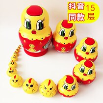 Russian gourd open wooden doll belly 15-layer chicken childrens toy birthday gift ornaments Chinese style