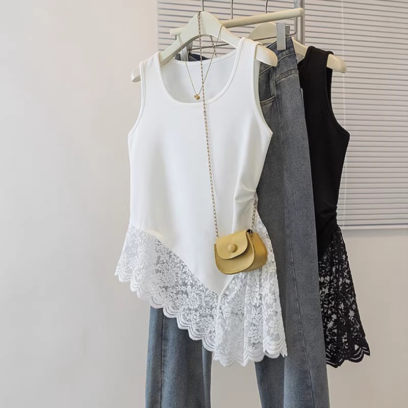 High-End Lace Camisole for Women, Spring and Summer Inner Wear, 2026 New Style, Plus Size, Irregular Design Top