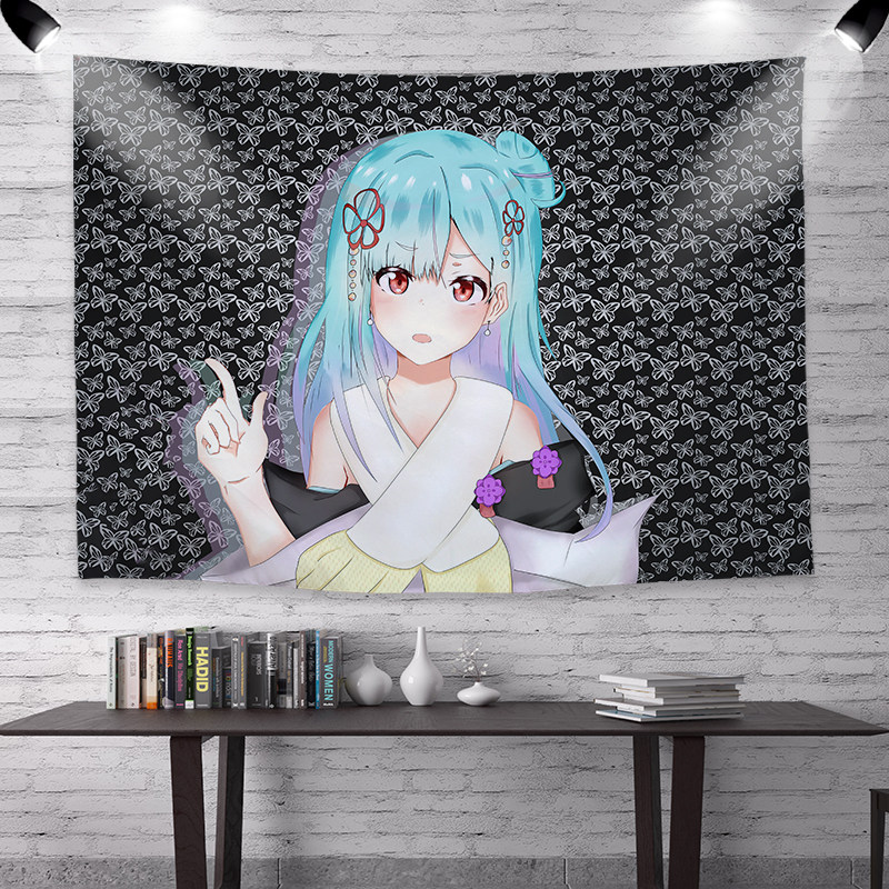 Cute Teenage Cartoon Background Cloth for LuLucia Cartoon Characters Virtual Anchor Hanging Buddhare Dorm Room Wall Cloth
