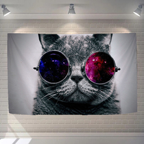 Small frescoed personality Cool kitty hanging tapestry tapestry tapestry Moxen Bedroom Bar studio wall Decorative Background Painting