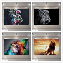 Customizable male lion king hanging fabric red ins personality stabbing studio bar background cloth wall decoration painting