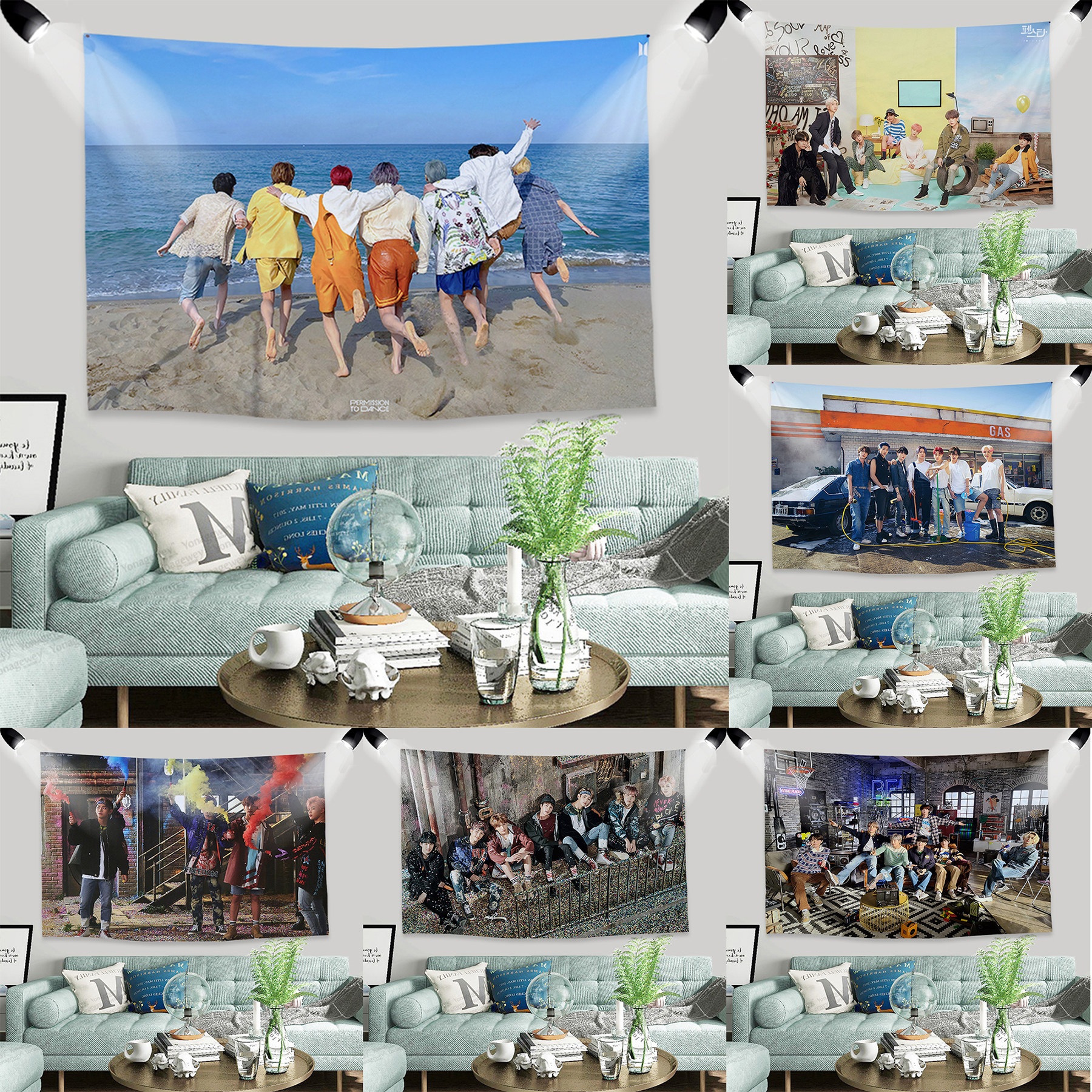 Bulletproof Juvenile Group Hang Bu BTS Korea Men's Group S Background Cloth Girls Apartment Wall Cloth Powder Silk Regiment should be made to help