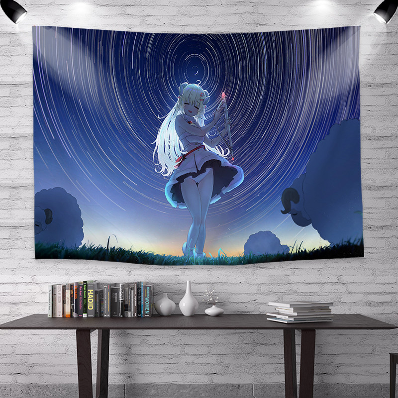 Corner Rolls Cotton Bud Cartoon Cartoon Background Cloth Main Podcast Dorm Room Room Decoration Wall Buds Cute Teen Ins hanging tapestry