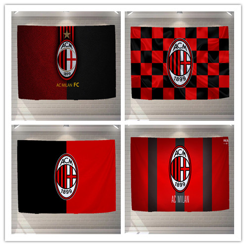 Ac米蘭隊徽足球掛布學生宿舍工作臥室房間北歐ins直播裝飾背景布