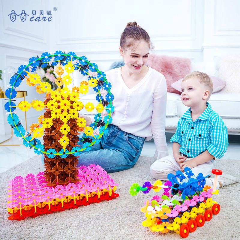 Snowflake Toys Children's Large Intellectual Female Assembled Toys Boys 3-6 Years Old Kindergarten Puzzle Building Blocks