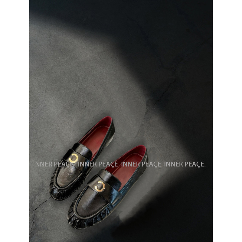 【Inner】Brings a Sense of Relaxation 26A New Pleated Tassel Edge Old Money Style Loafers Half-Slip Sandals Din