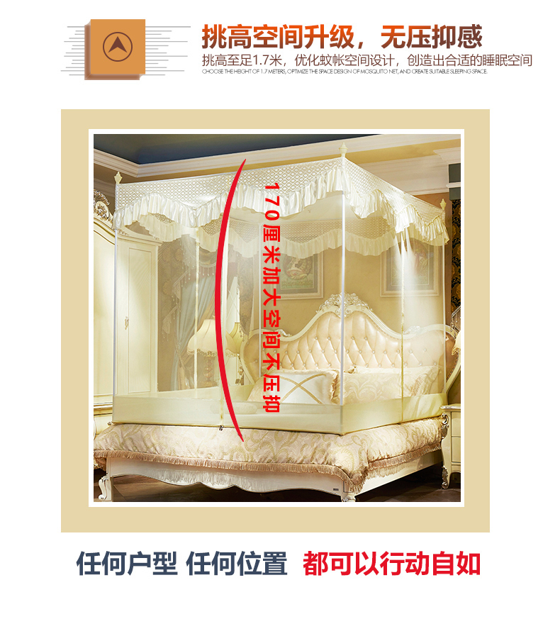 Cửa lưới chống muỗi ba cánh mở 1,8m dây kéo bằng thép không gỉ vuông yurt 1,2 m đáy tòa 1,5m đôi hộ gia đình - Lưới chống muỗi mùng ngủ 4m