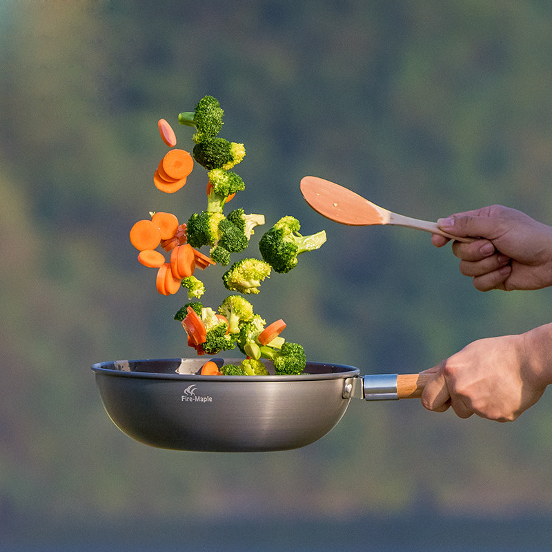 Hot Maple Mountain Fried Pot Outdoor Pot Camper Single Pan Long Beech Handle Portable to remove picnic picnic frying pot