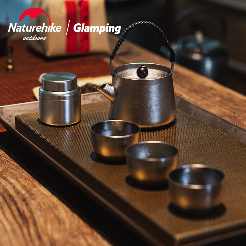 Naturehike Nooke Wild Titanium Tea Set with Pure Titanium Tea Cup Outdoor Building Tea Cup Titanium Tea Cup