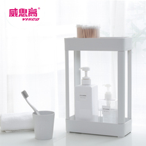  Nordic solid color bathroom corner rack Small floor-to-ceiling vanity plastic shelf Bathroom double-layer rack storage rack