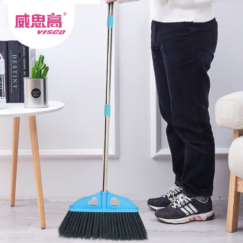 Home long handle sweep the stainless steel pole large broom economy plastic sweep to sweep the long pole broom sweeping cleaning tools