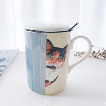 Roy Kirkham Animal Cat Bone China Tea Strainer Cup with Lid 325ml made in the UK