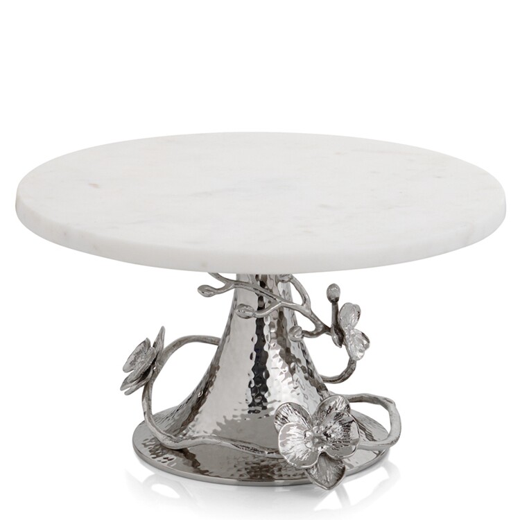 Domestic Spot Michael Aram Handmade Silver Jade Orchid Family Plate High Foot Cake Pan-Taobao