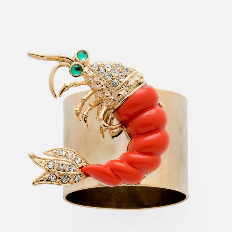 Joanna Multiple diamond-set fruit animal sculpture decoration Brass metal napkin ring Napkin buckle 2 sets