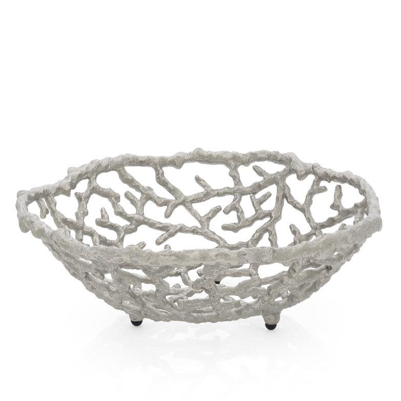 Michael Aram Handmade Marine Series Silver Fruit Basket Hollow Bread Basket 25 4cm