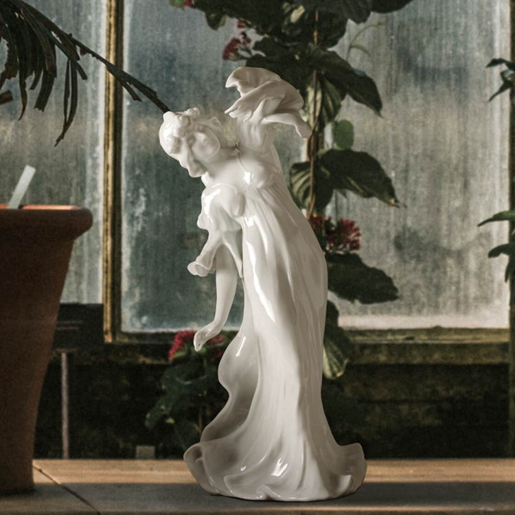 Porzellan German white dress lady porcelain doll figure statue desktop ornaments 31 5cm