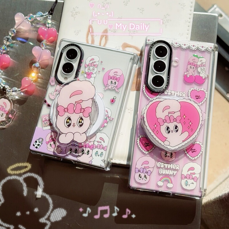 Korean-Style Cute Magnetic Stand for Samsung Z Fold8 Phone Case, New Foldable Screen Galaxy Z Fold8 Full-Cover Protective Case for Z Fold7/8 Ultra, Women's Version