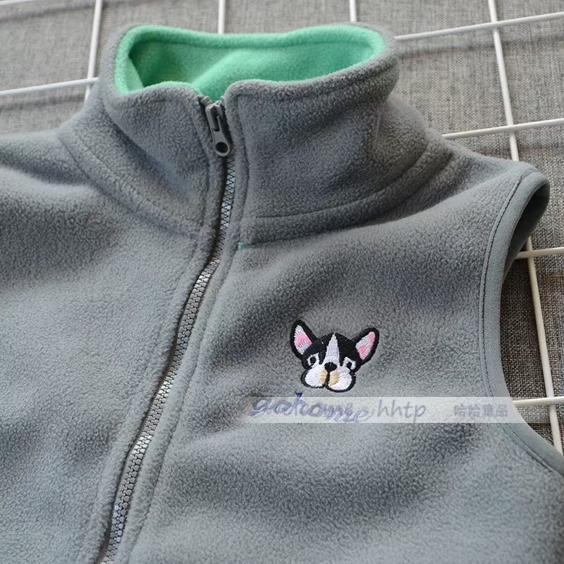 Mùa thu 2018 mới cho trẻ em áo hai lớp bằng vải lông cừu tổng hợp thêu vest nam và nữ quan ao tre em
