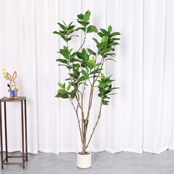 Large Detachable Artificial Green Plant, Mountain Banyan Tree, Golden Banyan Tree, Indoor Luxury Floor-Standing Potted Plant with Rubber Leaves and Fake Flowers
