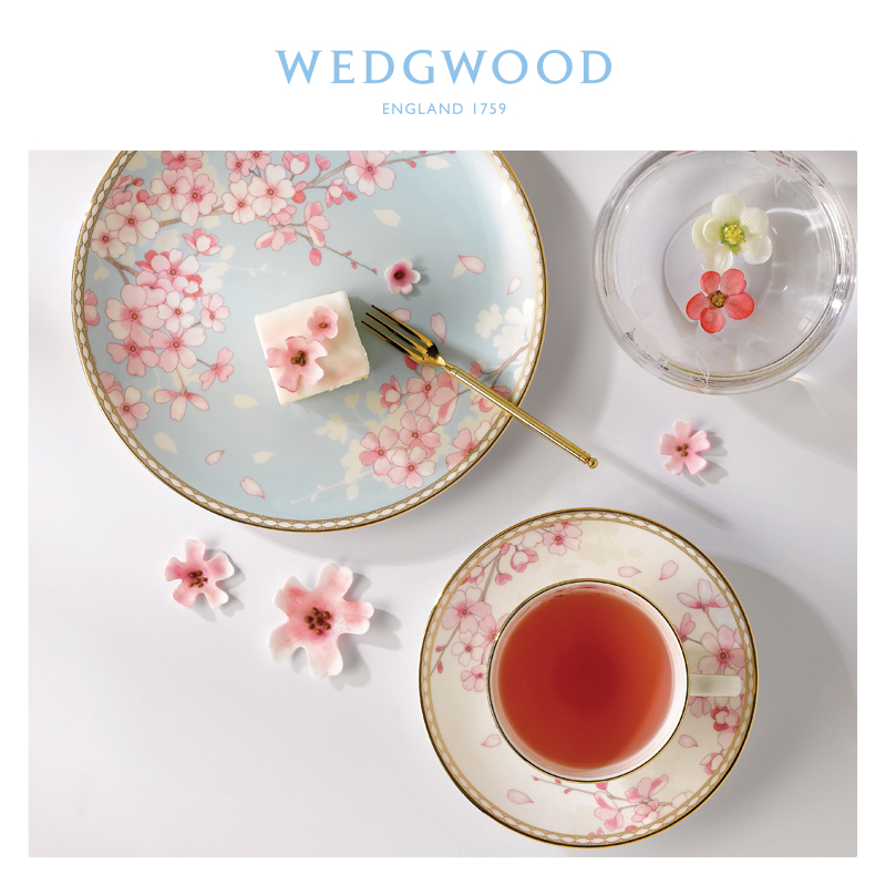 WEDGWOOD waterford WEDGWOOD cherry blossom put spring buds flower ipads porcelain teacup saucer European coffee cup gift box