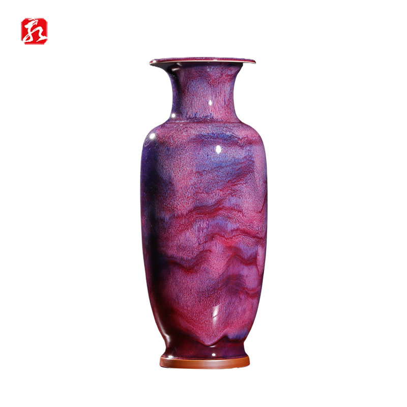 孔家钧窑[孔雀瓶]精品级钧瓷原矿釉摆件花瓶当代官窑伴手礼-淘宝Taobao