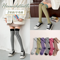 Thousand bird grid socks womens knee autumn and winter calf ins tide knee high tube street Net Red Spring and Autumn stockings