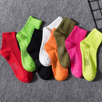 Teen socks mens tube socks ins tide street students pure cotton summer thin section deodorant fluorescent color socks