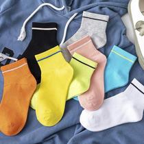 Color socks children in the tube Korean candy color ins tide streak Net red summer thin Street shallow socks