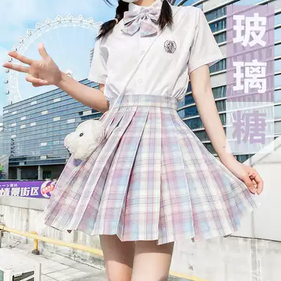 Glass fruit candy genuine Rabbit sewing JK uniform full set swallow home summer shirt la sauce short grid skirt women