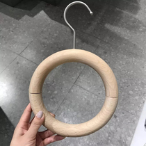 Clothing store Scarf wooden ring Multi-functional solid wood Nordic creative ring Jeans Scarf Tie Hat belt rack