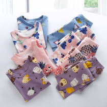 Children's cotton underwear set for boys and girls autumn clothes autumn pants female baby base thin long sleeve children's warm pajamas