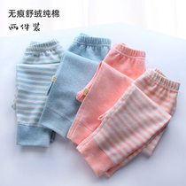 Traceless 2-piece Shurong cotton children's autumn pants for boys and girls cotton home base stretch warm pants thick