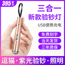 Money detector UV small multifunctional portable rechargeable mini handheld violet pen flashlight money detector lamp