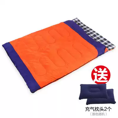 Three-use double couple sleeping bag spring and autumn and winter four seasons outdoor adult camping camping envelope stitching cotton sleeping bag