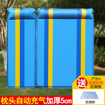 Moisture proof mat Outdoor 3-4 people pillow automatic inflatable mat bed thickened mat tent lunch break sleeping mat double 5cm